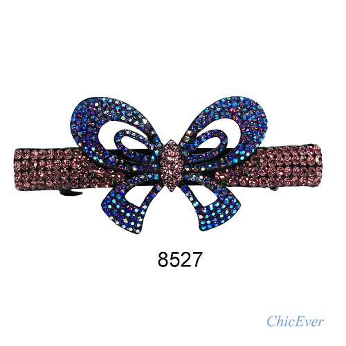 Haarclip Haarschmuck Strass 8527 - bordeaux/blau - zum Schließen ins Bild klicken